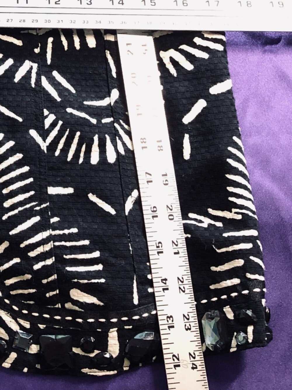 VTG Rare📌Investments Embellished w/ Black Faceted Rhinestones B&W Blazer - Picture 10 of 14